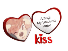 a heart with a picture of a dog and the words amagi my beloved baby kiss