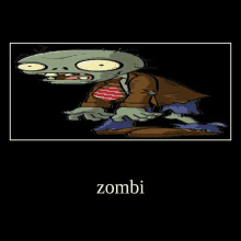 a poster of a cartoon zombie with the word zombi on the bottom