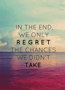 a quote that says in the end we only regret the chances we didn 't take