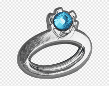 a silver ring with a blue stone in the center on a transparent background