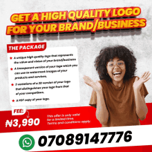 an advertisement for a high quality logo for your brand or business