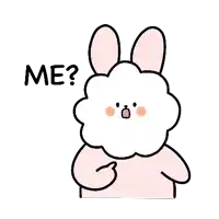 a cartoon rabbit with a cloudy face and the words `` me '' written on it .