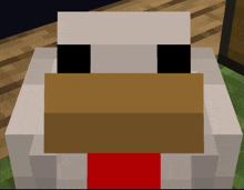 a chicken in a minecraft game with a red stripe on its neck