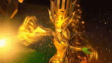 a cartoon character with a crown on her head and a green hand is holding a fireball .