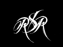 a white letter r on a black background