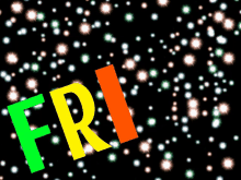 the word friday is displayed in a colorful font