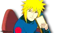 a cartoon character with yellow hair is holding a book