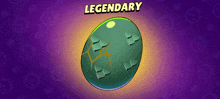 a cartoon illustration of a legendary item on a purple background