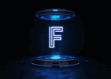 the letter f appears to be coming out of a futuristic device