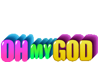 a colorful oh my god logo with a white background