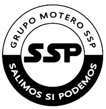 a black and white logo that says grupo motero ssp salimos si podemos