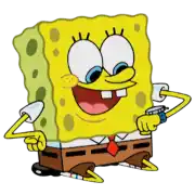 a cartoon of spongebob wearing a tie and a watch