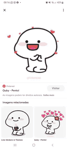 a screenshot of a line stickers and themes page on pinterest