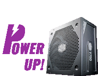 a cooler master v750 power supply is shown in a purple and white advertisement