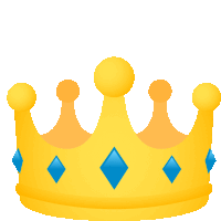 a yellow crown with blue diamonds on top of it