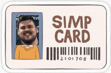 a simp card with a picture of a smiling man on it