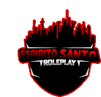 a logo for espírito santo roleplay has a city skyline in the background