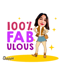 a cartoon of a woman with the words " 100 % fabulous " above her