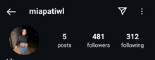 miapatiwl has 481 followers and 312 following on her instagram account