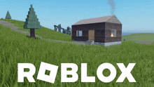 a picture of a house with the word roblox in white letters