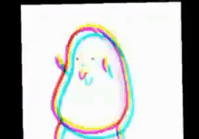 a drawing of a penguin with a rainbow colored face and a rainbow colored body .