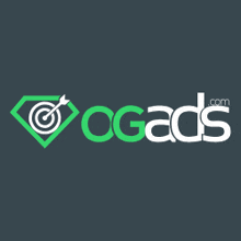 a logo for ogads.com with a target in the center