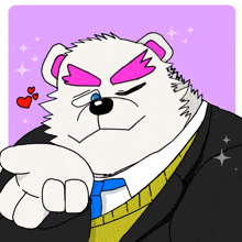 a cartoon drawing of a bear wearing a suit and tie