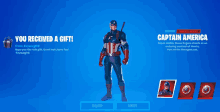 a screenshot of captain america 's outfit in a video game