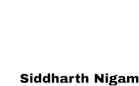 a black and white logo for siddharth nigam on a white background