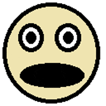 a pixel art smiley face with a surprised expression