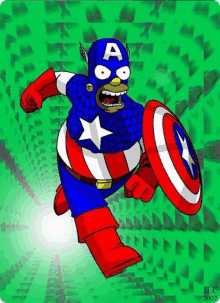 a cartoon of homer simpson as captain america