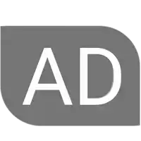 a gray icon with the word ad in white