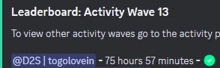 a screenshot of leaderboard activity wave 13 with a green check mark