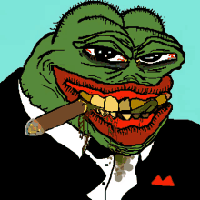 a cartoon of a frog in a tuxedo with a cigar in his mouth