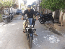 a man is sitting on a motorcycle with a license plate that says tcj