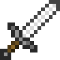 a minecraft sword with a black and white checkered blade and a brown handle .