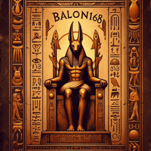 a statue of a man sitting on a throne with the word balon168 on the top