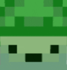 a close up of a green mushroom with a face in a minecraft game .