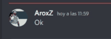 a screenshot of a discord conversation with aroxz