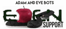 an adam and eve bots logo with an apple and snake