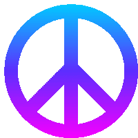 a peace sign that is blue and purple in color