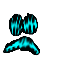 a drawing of a person 's face with a blue glow