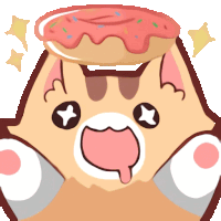 a cartoon of a cat with a donut on its head