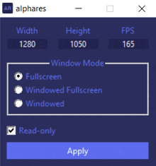 a screen shot of a program that says alphares on the top