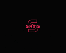 a black background with a red logo that says sams on it