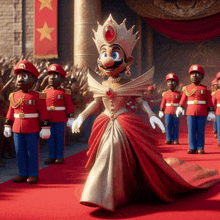 a cartoon character dressed as a queen with a crown