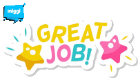 a colorful logo that says great job with stars