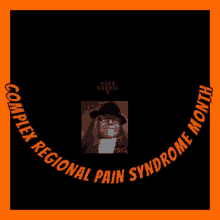 a poster for complex regional pain syndrome month with a woman in a hat