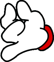 a drawing of a cartoon hand with a red tongue