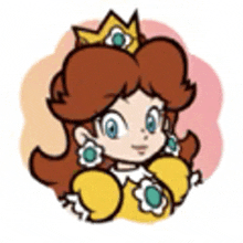 a cartoon drawing of princess daisy wearing a crown .